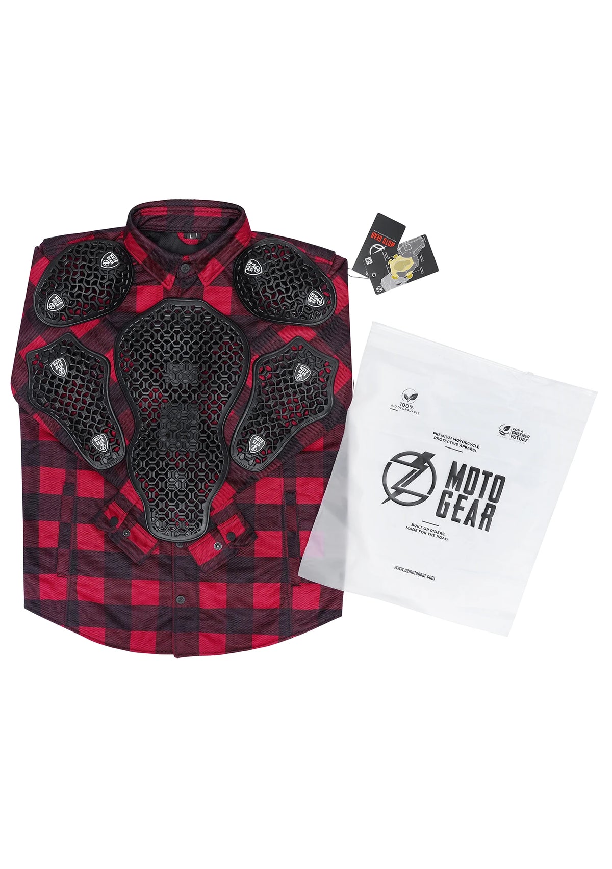 Men's Drifter Mesh Shirt Red Check - Level 2 Protected - OZ MOTOGEAR