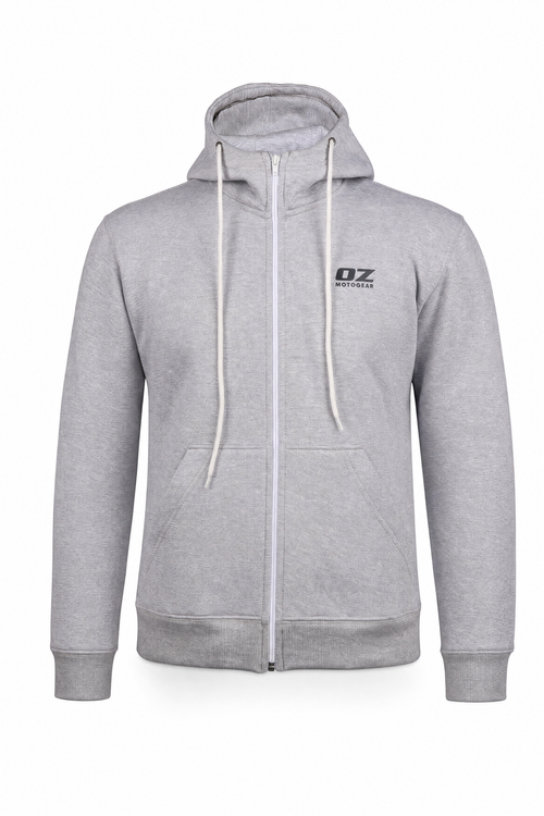 Men's Full-Zip Motorcycle Hoodie in Ash Grey