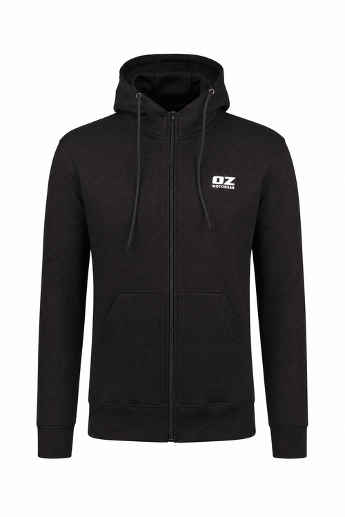 Men's Full-Zip Motorcycle Hoodie in Black