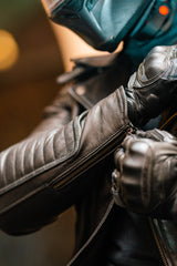 Men's Biker Quilted Leather Jacket Black - OZ MOTOGEAR