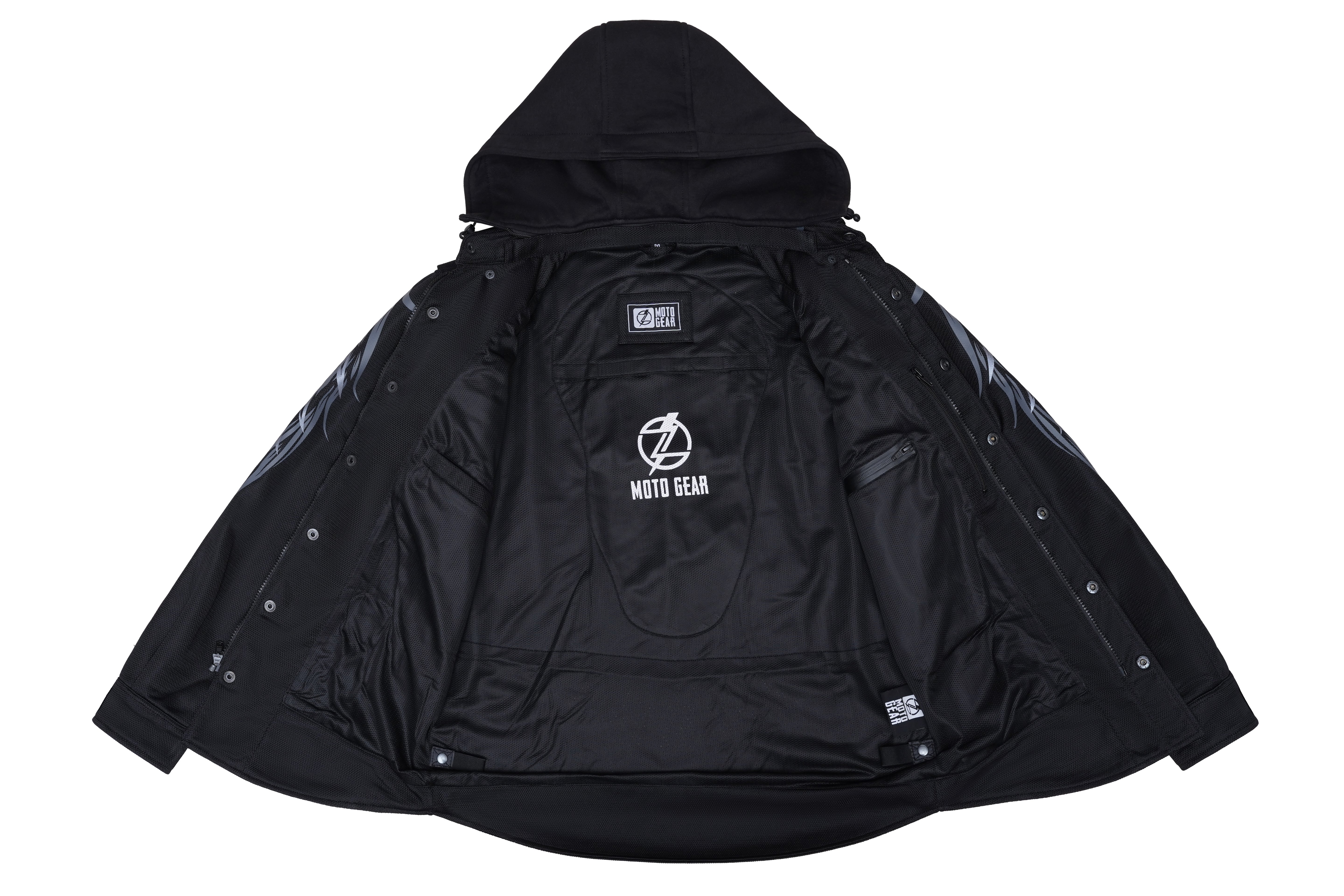 Mens Drifter  Night Hawk reflective hooded Mesh Shirt — Ashborne Series - Level 2 Protected - OZ MOTOGEAR