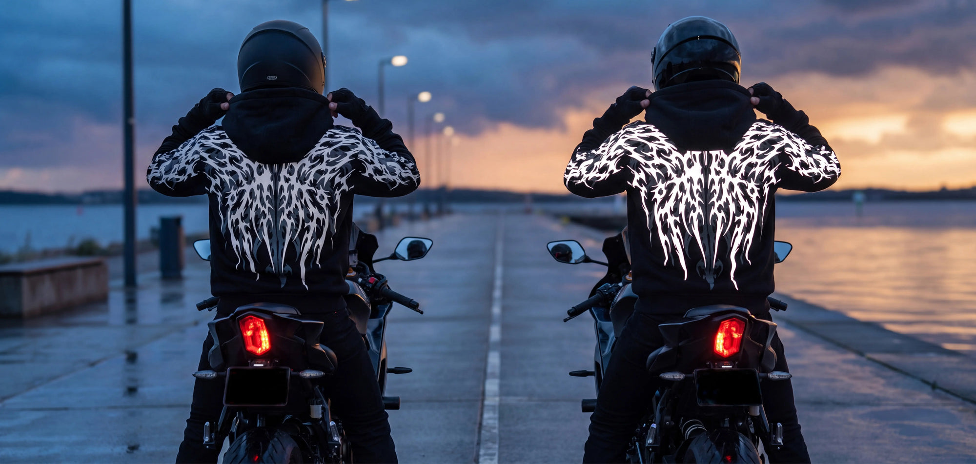 Men's Ashborne Motorcycle Reflective Pullover Hoodie - CE AA Certified Black - OZ MOTOGEAR