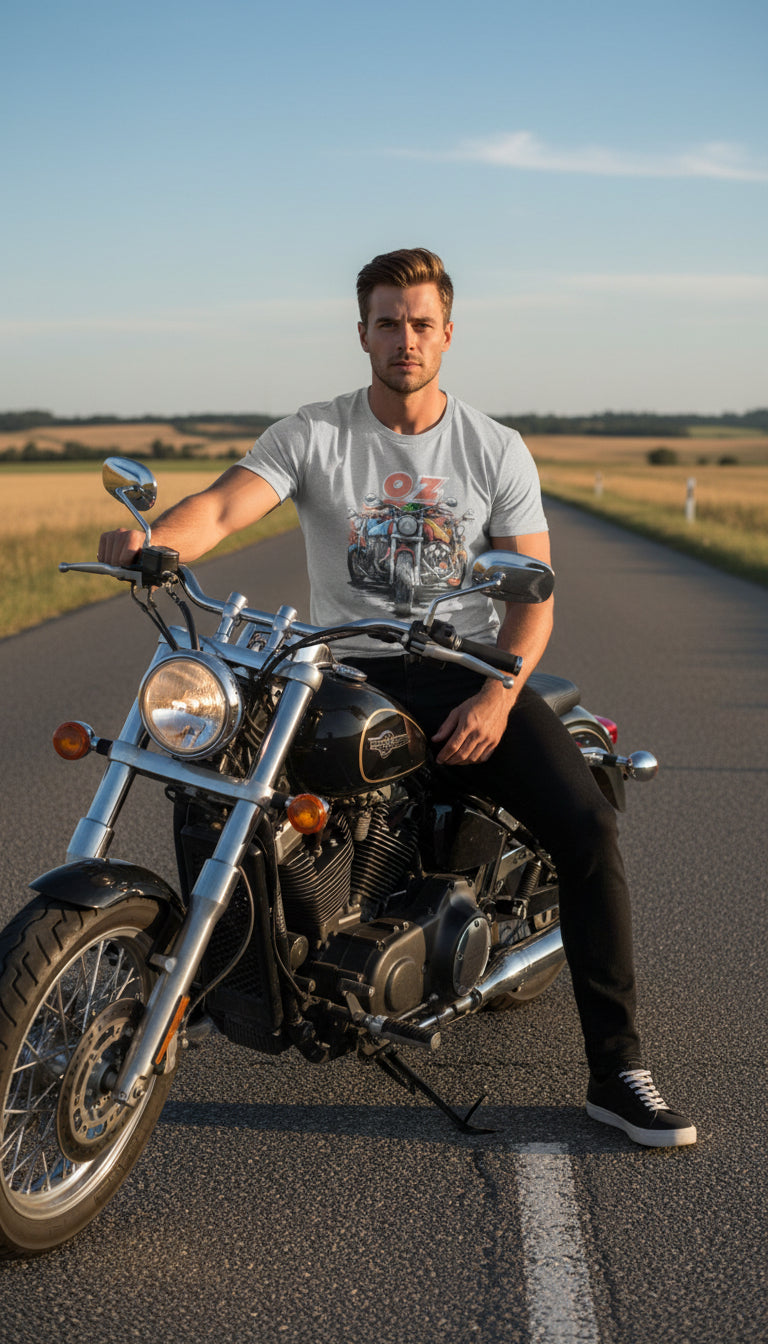 Men's T-Shirt Grey - OZ MOTOGEAR