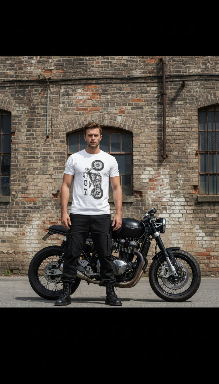 Men's T-Shirt White - OZ MOTOGEAR
