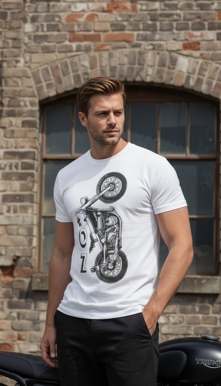 Men's T-Shirt White - OZ MOTOGEAR