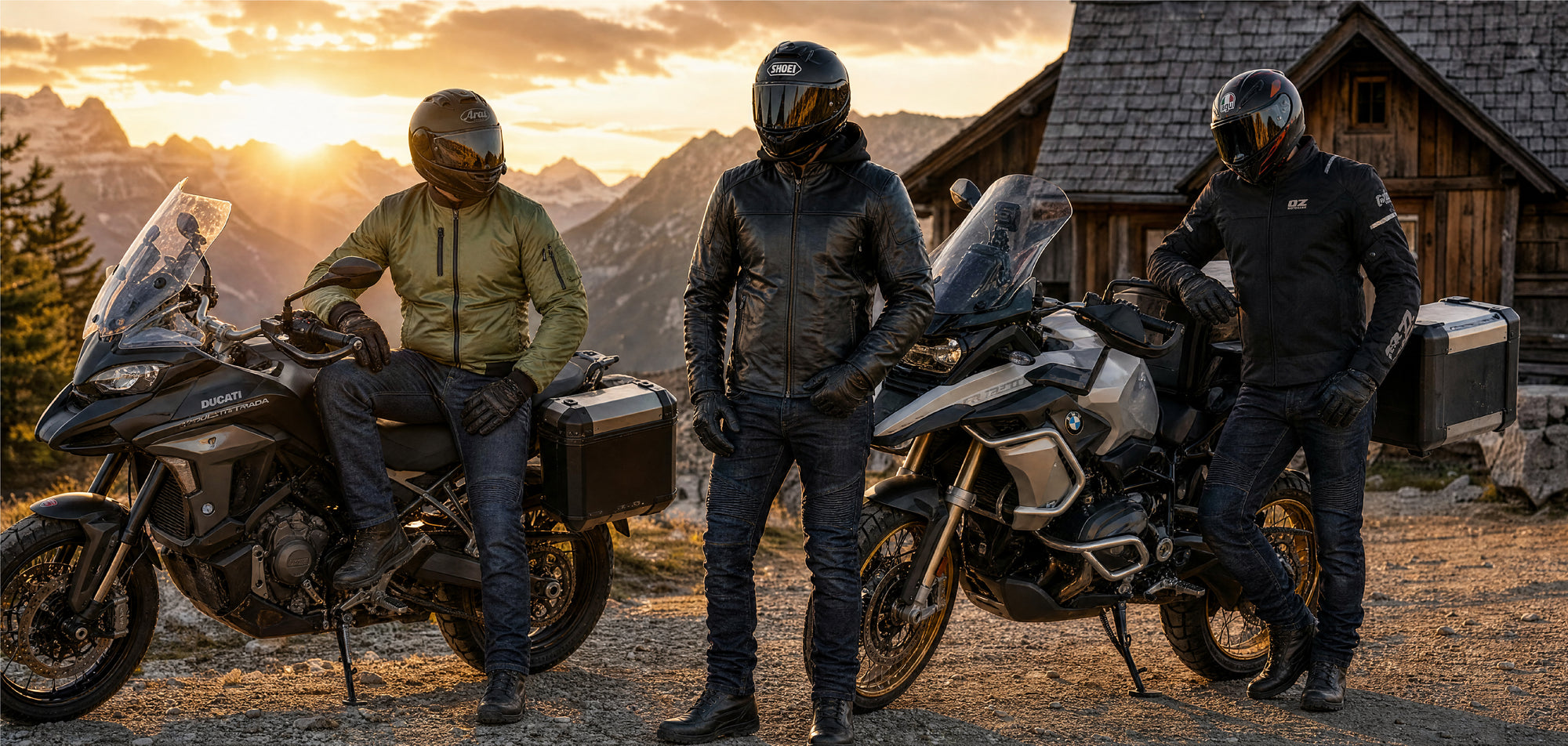 Men's Biker Quilted Leather Jacket Black - OZ MOTOGEAR