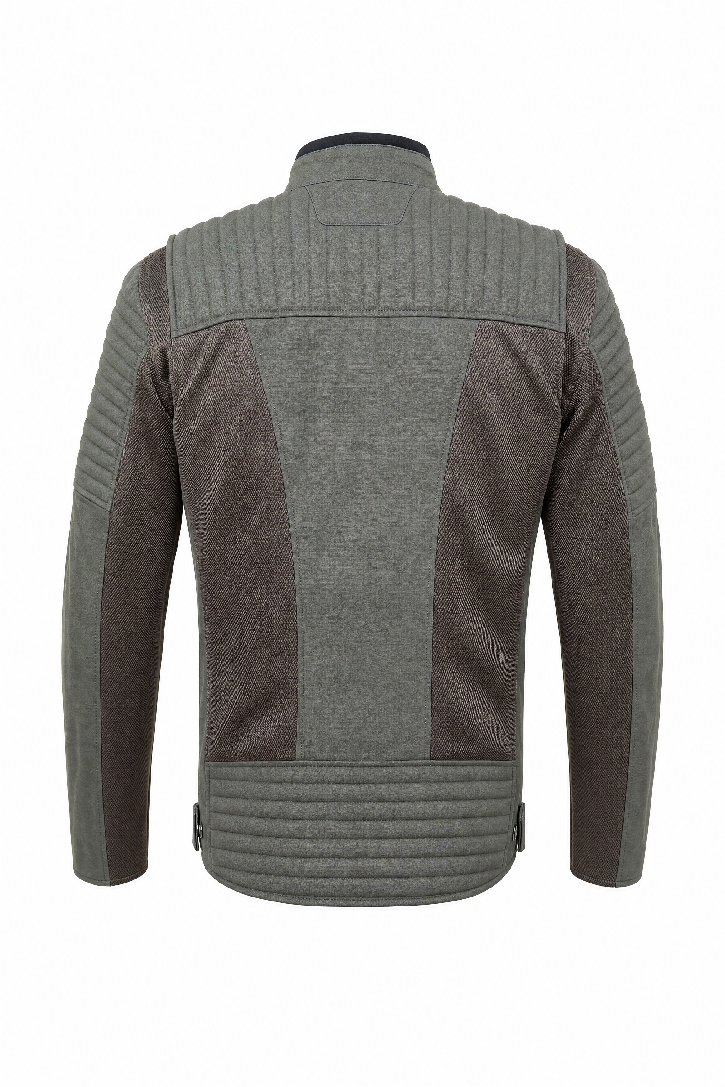 Men's Mesh Canvas Biker Jacket  CE AA Dark Brown with Grey Accents - OZ MOTOGEAR