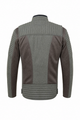 Men's Mesh Canvas Biker Jacket  CE AA Dark Brown with Grey Accents - OZ MOTOGEAR