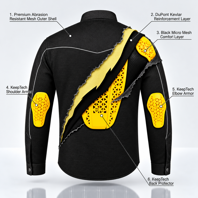 Men's Drifter Mesh Shirt — Onyx - Level 2 Protected - OZ MOTOGEAR