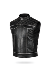 Men's Motorbike Vest Black & White - OZ MOTOGEAR