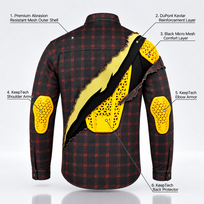 Men's Drifter Mesh Shirt — Redline - Level 2 Protected - OZ MOTOGEAR