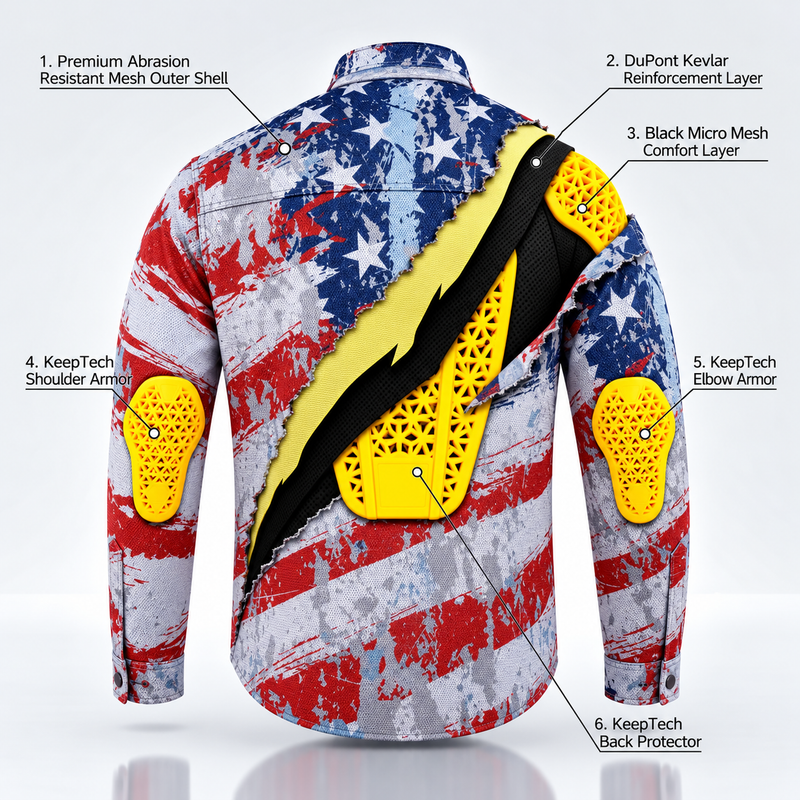 Men's Drifter American Patriot Mesh Shirt - Level 2 Protected - OZ MOTOGEAR