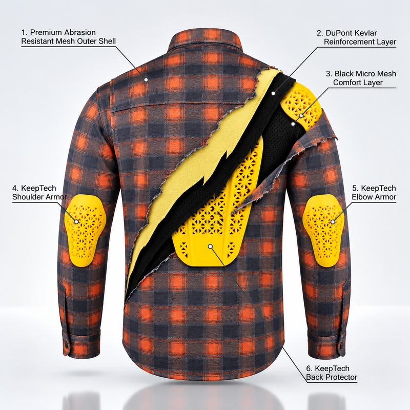 Men's Drifter Mesh Shirt — Orange - Level 2 Protected - OZ MOTOGEAR