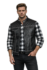 Men's Motorbike Vest Black & White - OZ MOTOGEAR