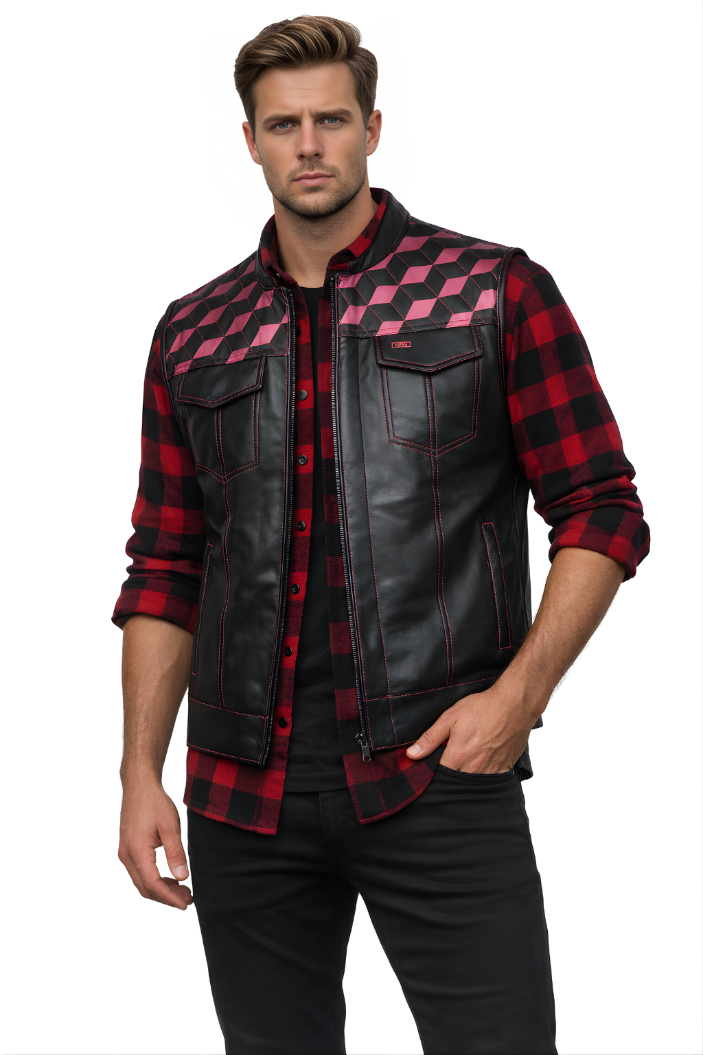 Men's Motorbike Vest Pink - OZ MOTOGEAR