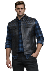 Men's Motorbike Vest Blue - OZ MOTOGEAR