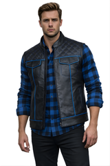 Men's Motorbike Vest Blue & Black - OZ MOTOGEAR