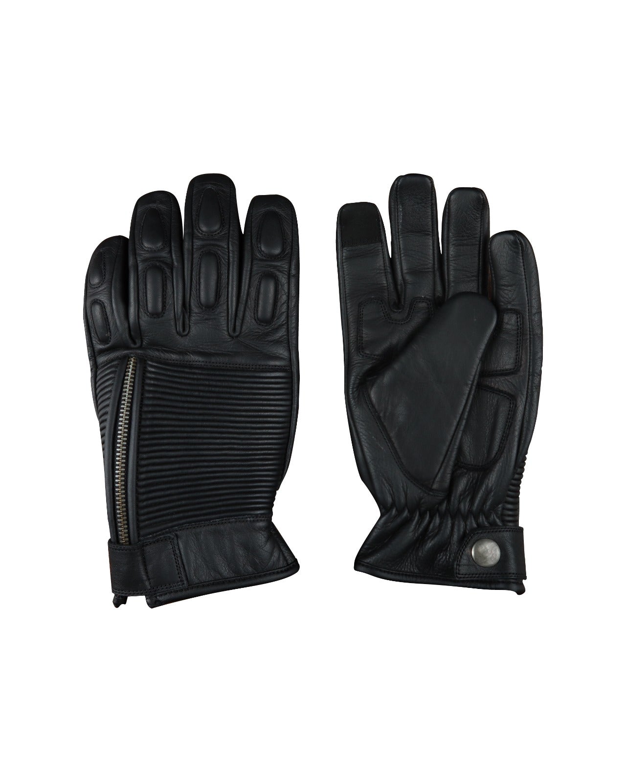 Gloves Leather Black - OZ MOTOGEAR