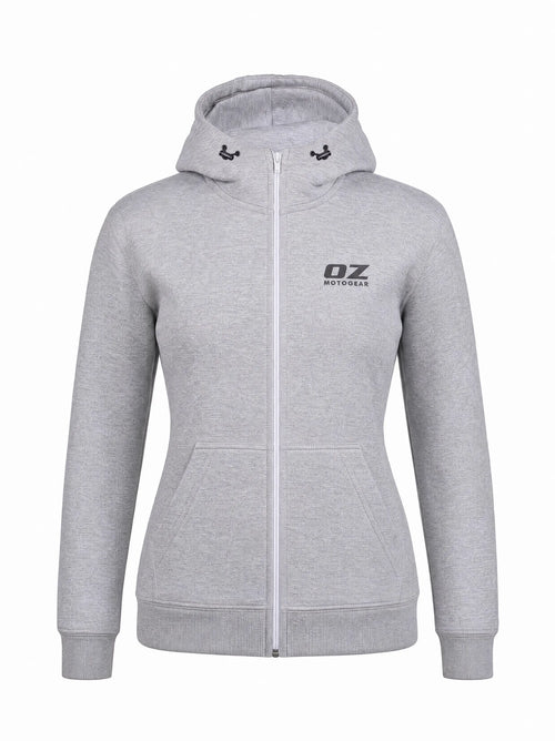 Ladies Motorcycle Hoodie in Ash Grey