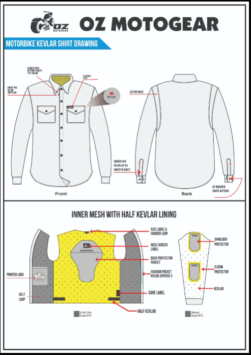 Ladies Motorcycle Flannel Shirt CE AA Certified Pink - Kevlar Reinforced - OZ MOTOGEAR