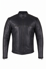 Men's Premium Leather Jacket Black - OZ MOTOGEAR