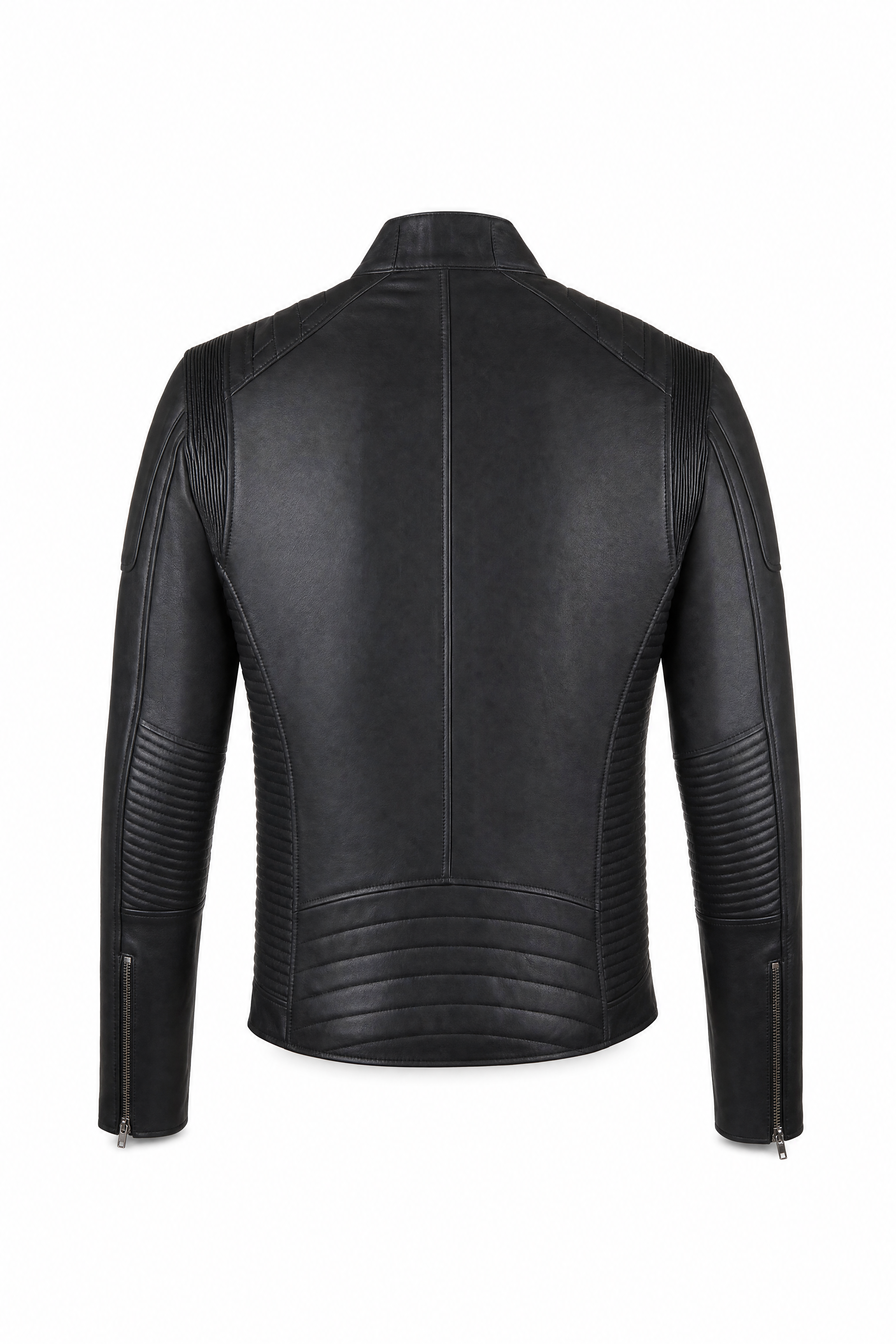 Men's Premium Leather Jacket Black - OZ MOTOGEAR