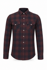 Men's Motorcycle Flannel Shirt CE AA Certified Dark Brown - OZ MOTOGEAR