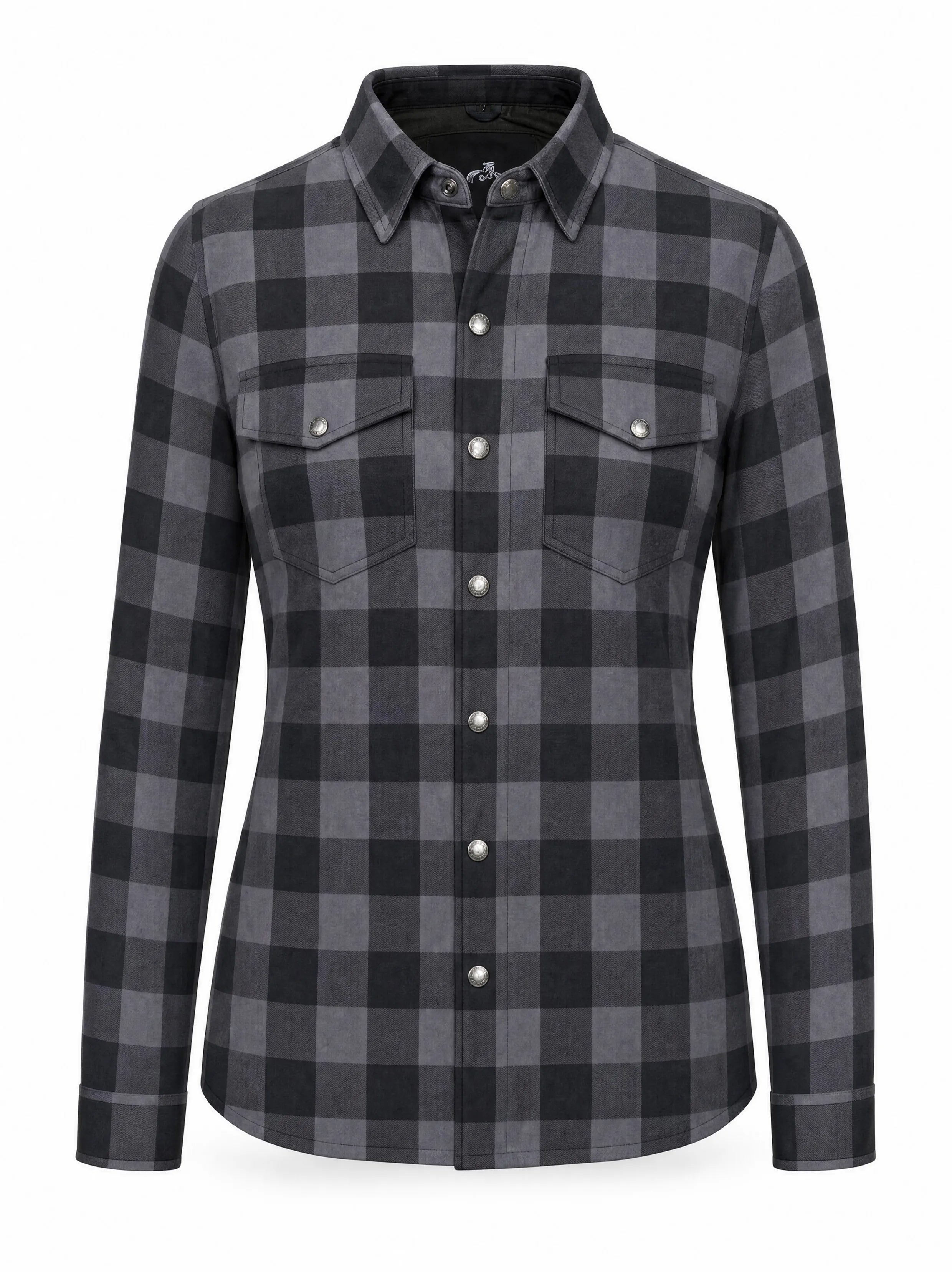 Ladies Motorcycle Flannel Shirt CE AA Certified Grey & Black - OZ MOTOGEAR