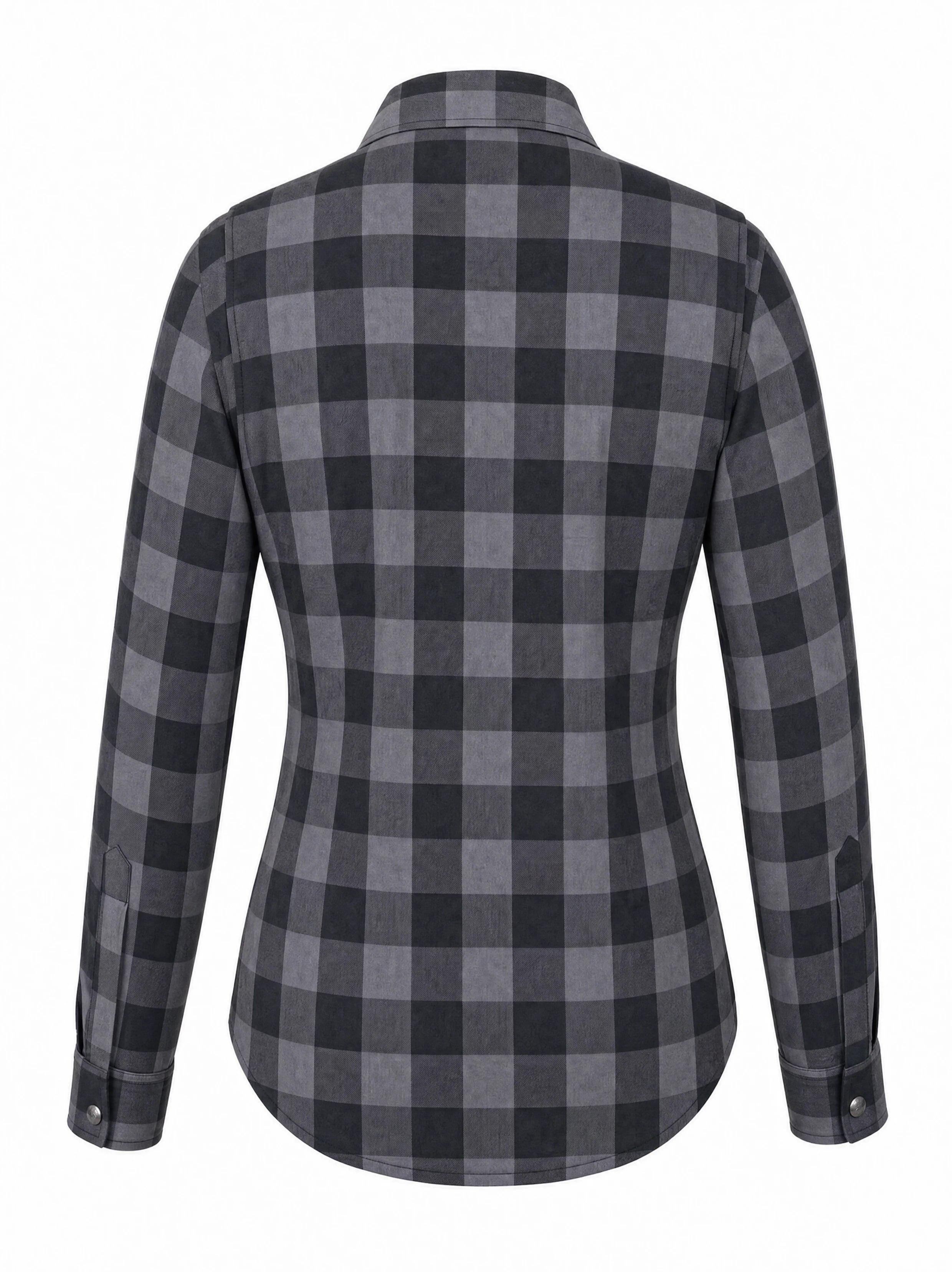 Ladies Motorcycle Flannel Shirt CE AA Certified Grey & Black - OZ MOTOGEAR