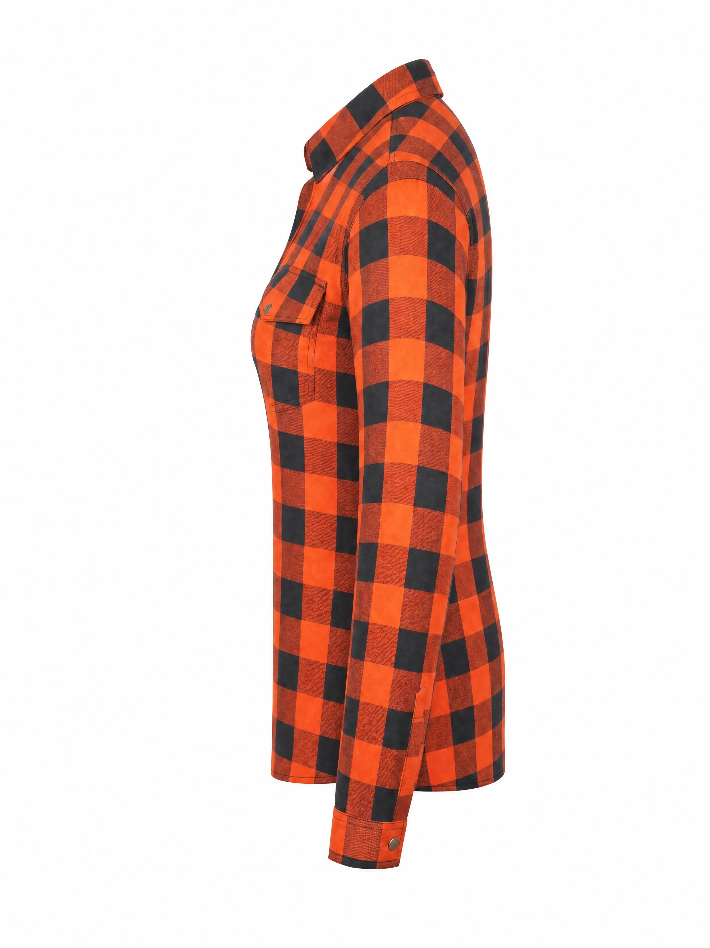 Ladies Motorcycle Flannel Shirt CE AA Certified Orange & Black - OZ MOTOGEAR