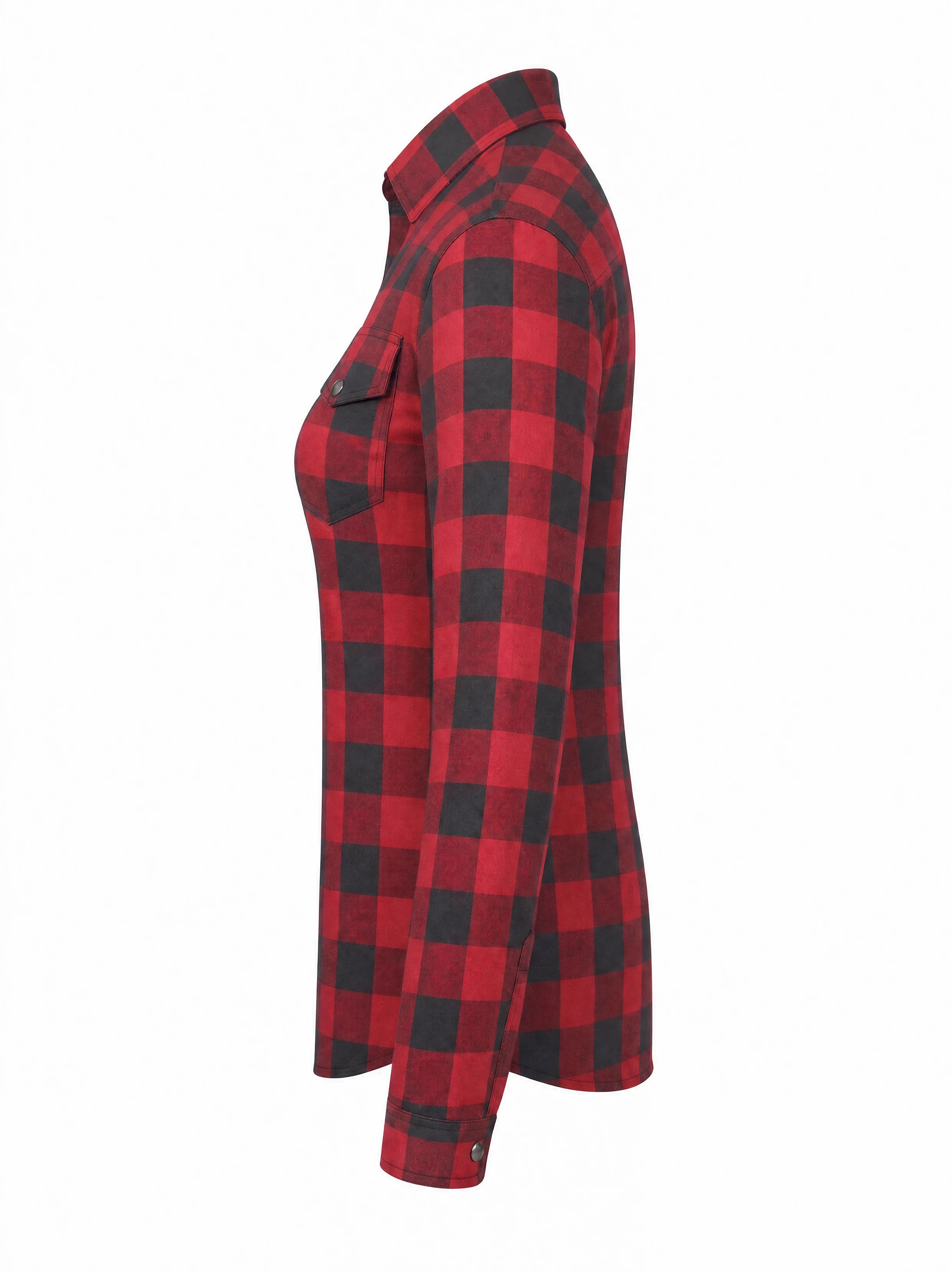 Ladies Motorcycle Flannel Shirt CE AA Certified Red & Black - OZ MOTOGEAR