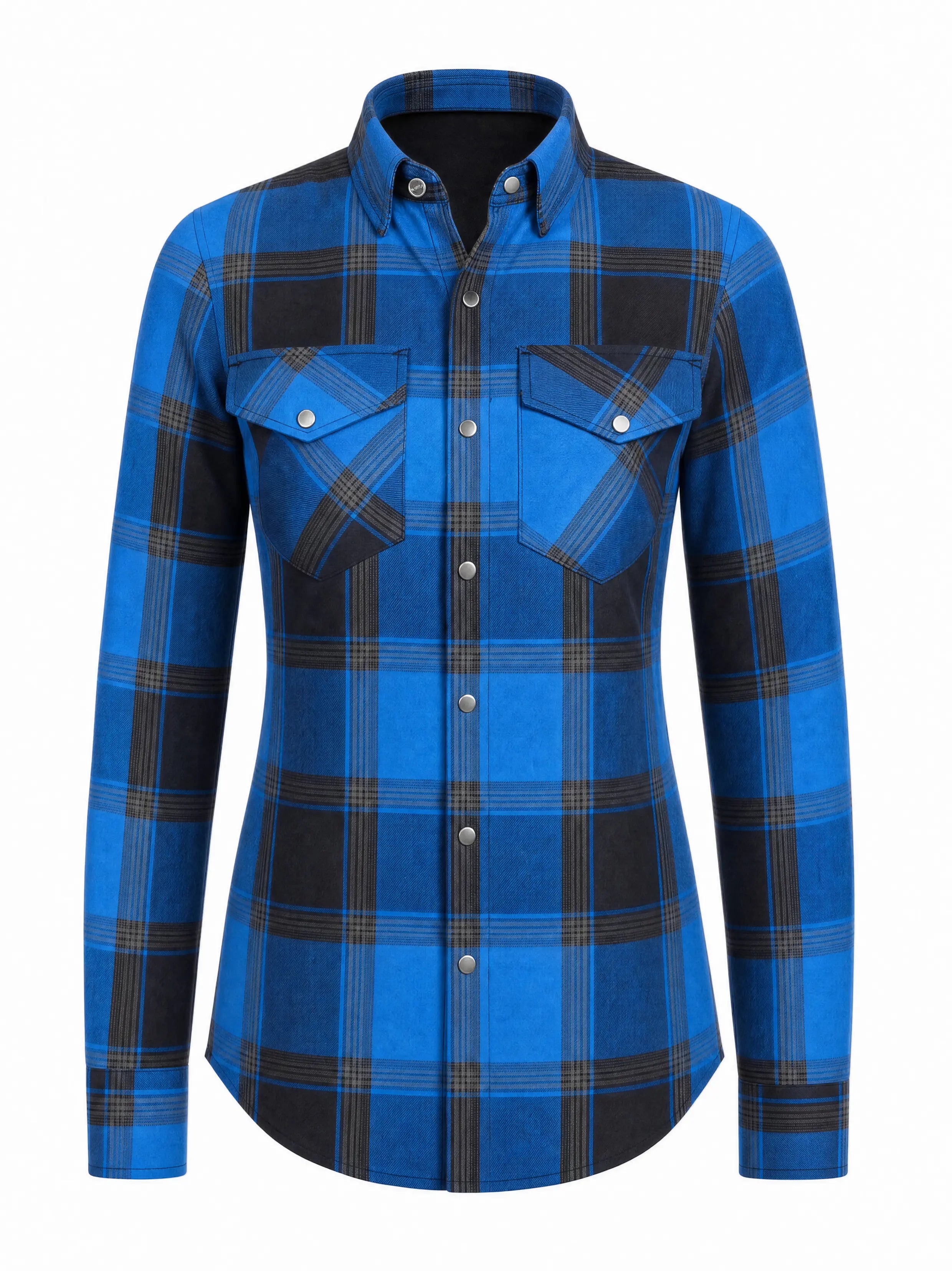 Ladies Motorcycle Flannel Shirt CE AAA Certified Dark Blue - OZ MOTOGEAR