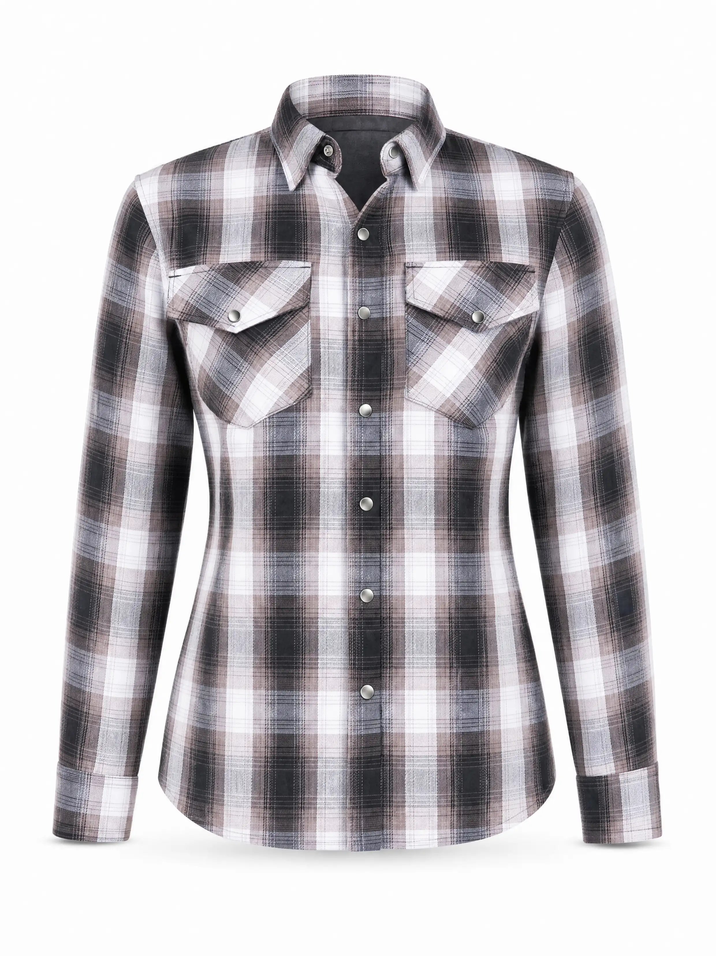 Ladies Motorcycle Flannel Shirt CE AAA Certified White & Black - OZ MOTOGEAR