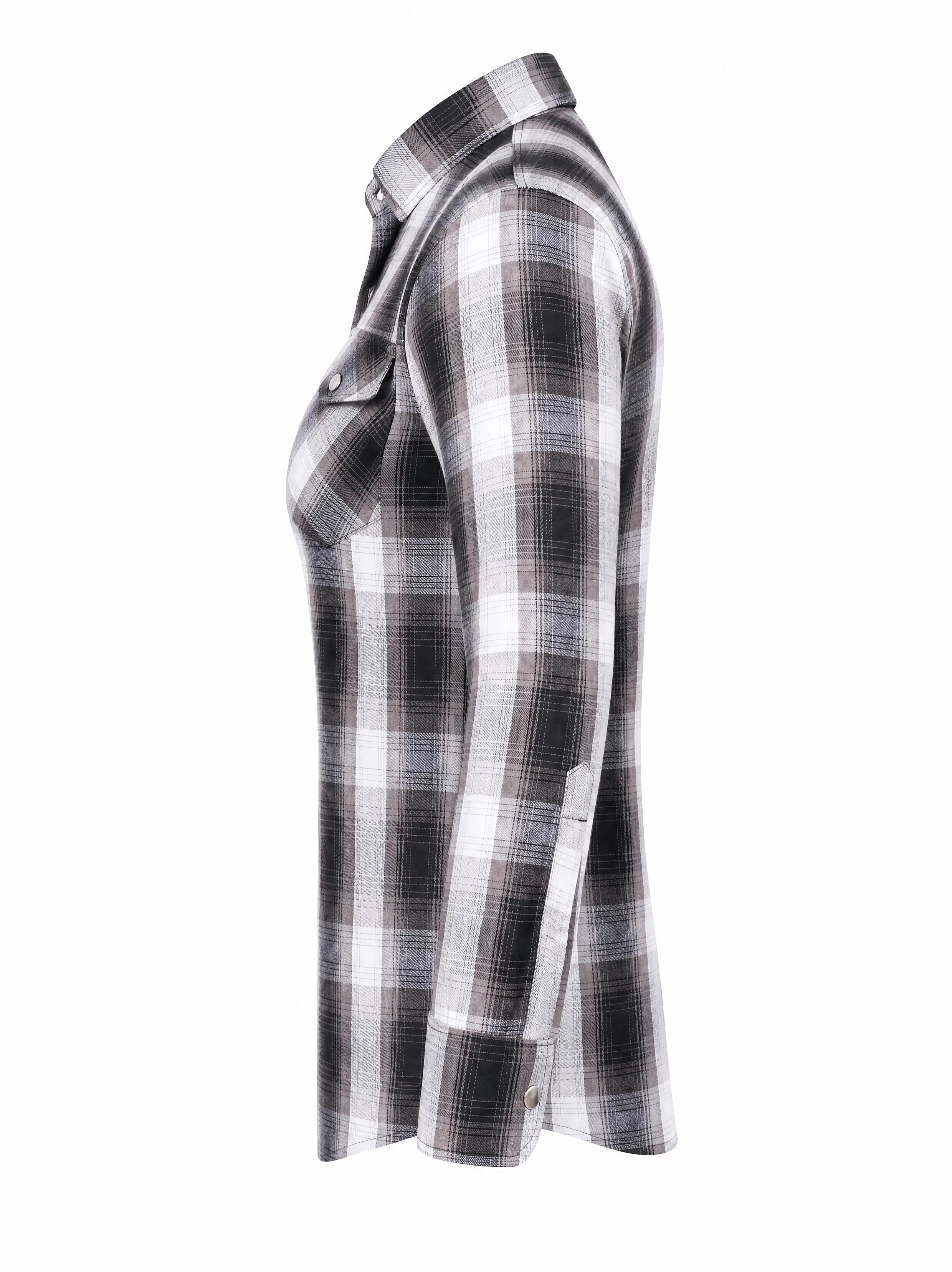 Ladies Motorcycle Flannel Shirt CE AAA Certified White & Black - OZ MOTOGEAR