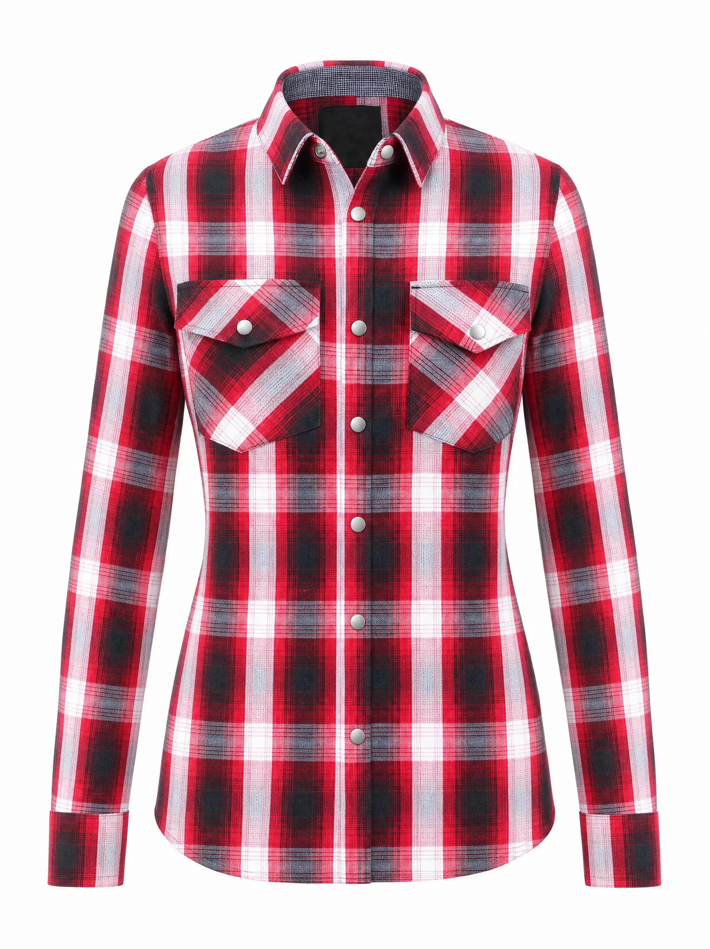 Ladies Motorcycle Flannel Shirt CE AAA Certified Red & White - OZ MOTOGEAR