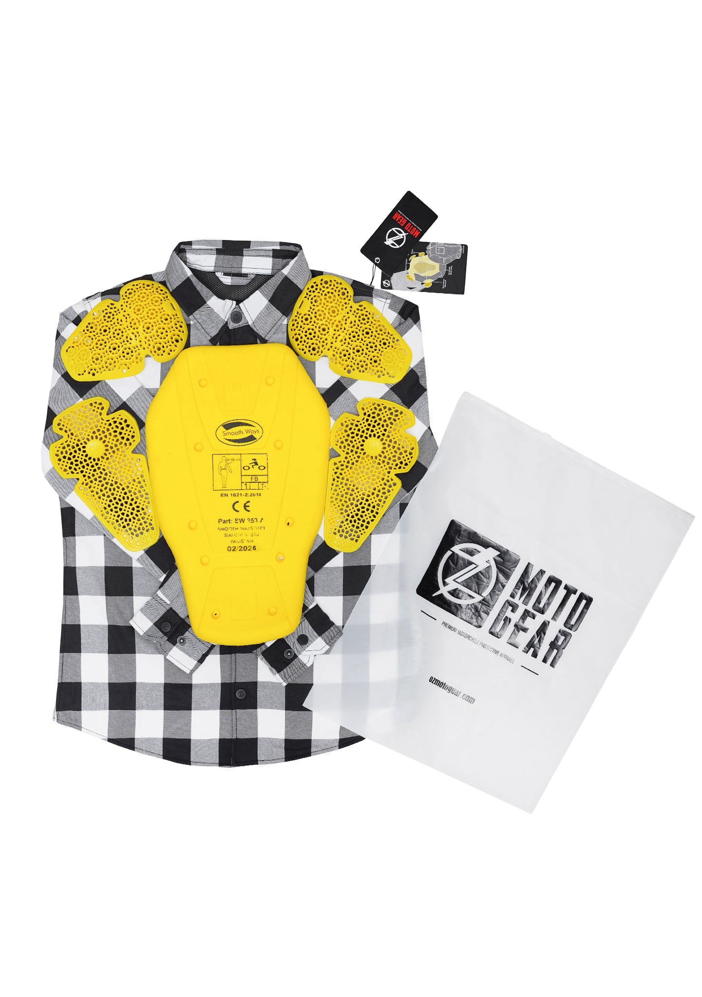 Highway66 Ladies Flannel Shirt Black & White - CE AA Certified - OZ MOTOGEAR - OZ MOTOGEAR