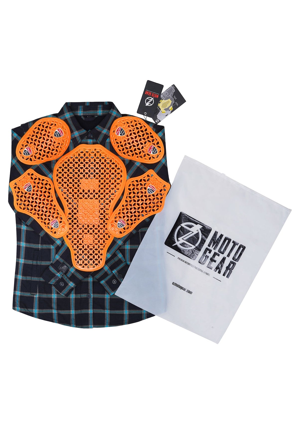 Highway66 Ladies Flannel Shirt Obsidian Wave - CE AAA Certified - OZ MOTOGEAR - OZ MOTOGEAR