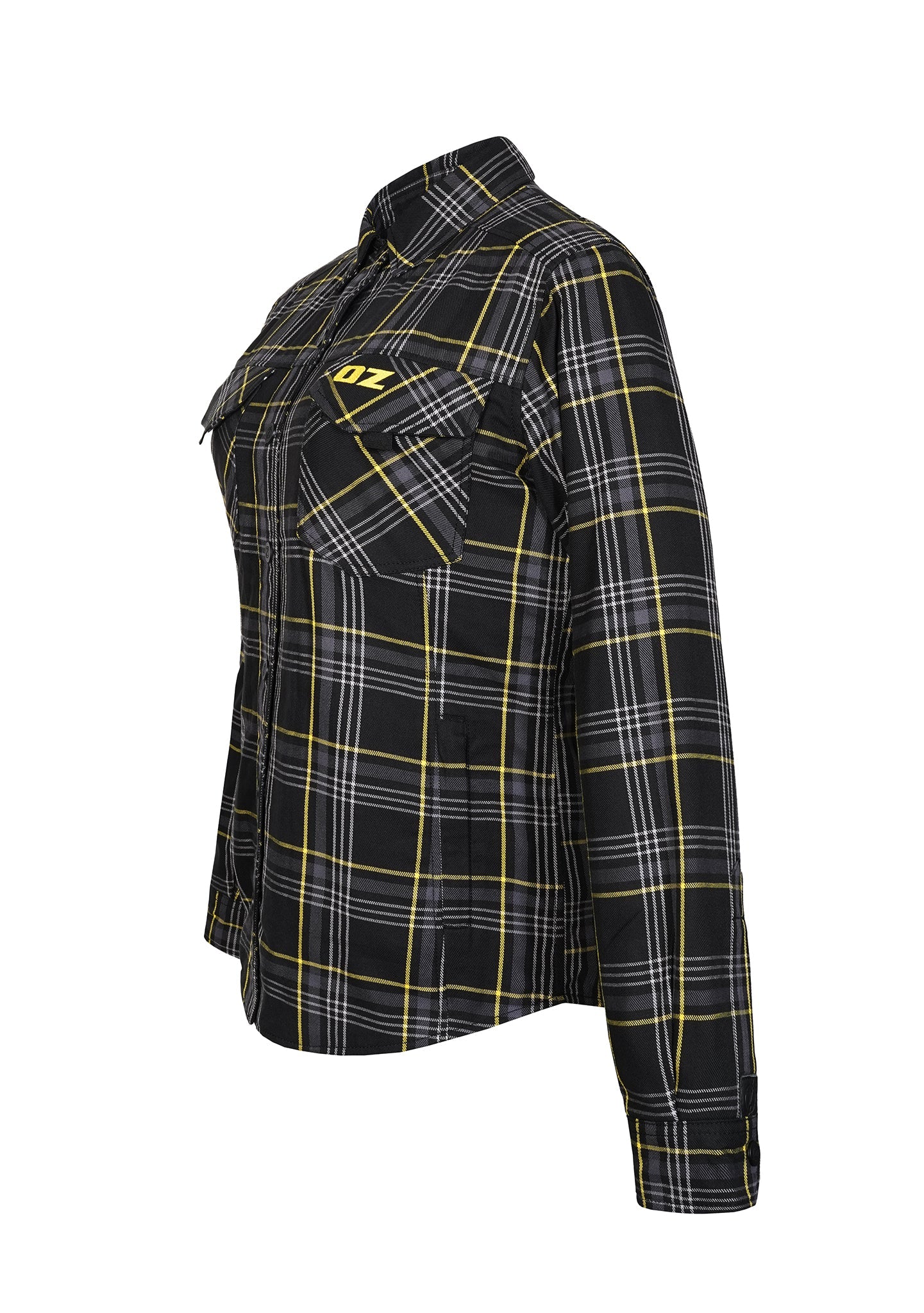 Highway66 Ladies Flannel Shirt Onyx Volt - CE AAA Certified - OZ MOTOGEAR - OZ MOTOGEAR