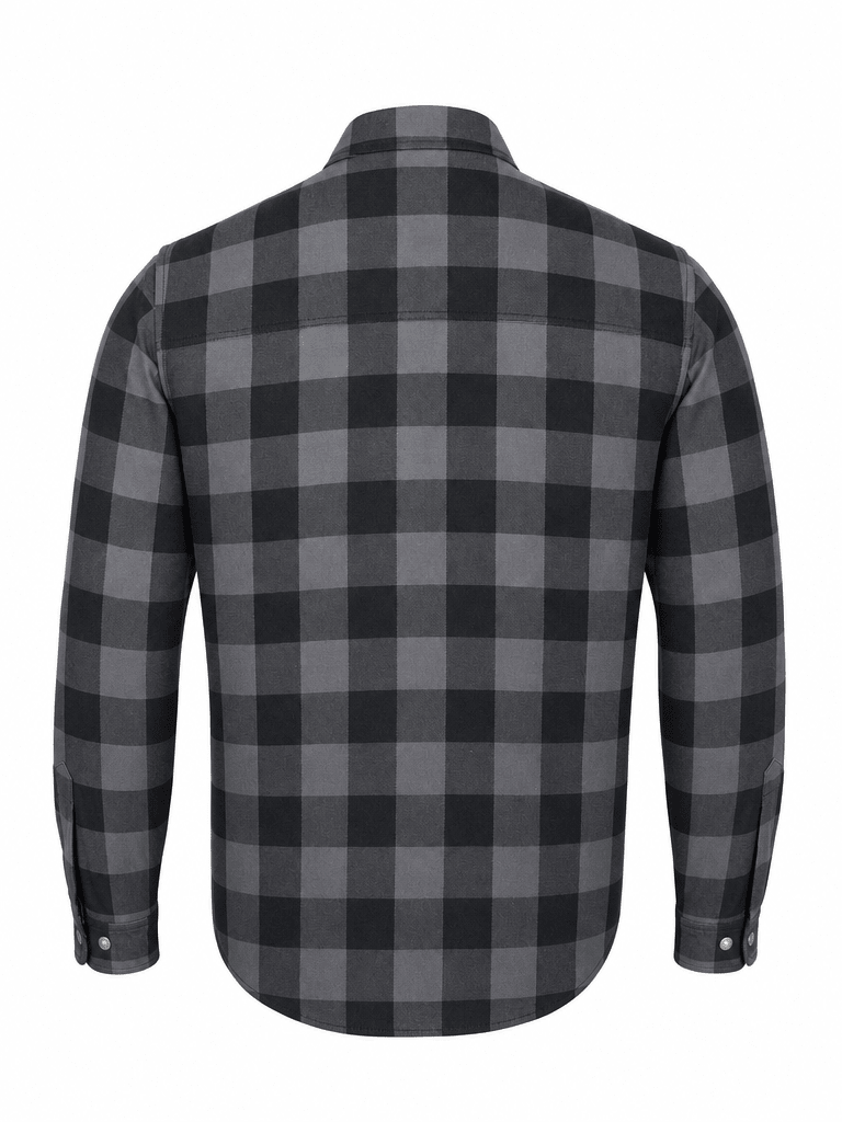 Highway66 Men's Flannel Shirt Grey & Black - CE AA Certified - OZ MOTOGEAR - OZ MOTOGEAR