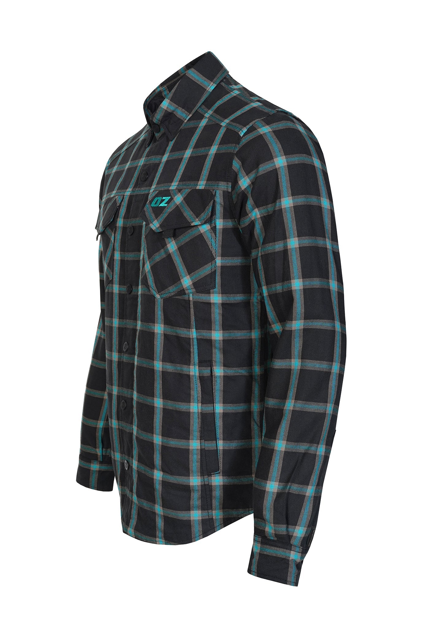 Highway66 Men's Flannel Shirt Obsidian Wave - CE AAA Certified - OZ MOTOGEAR - OZ MOTOGEAR