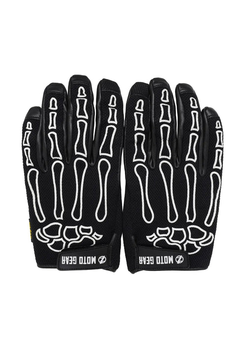 OZ MOTOGEAR Skeleton Bone Print Riding Gloves