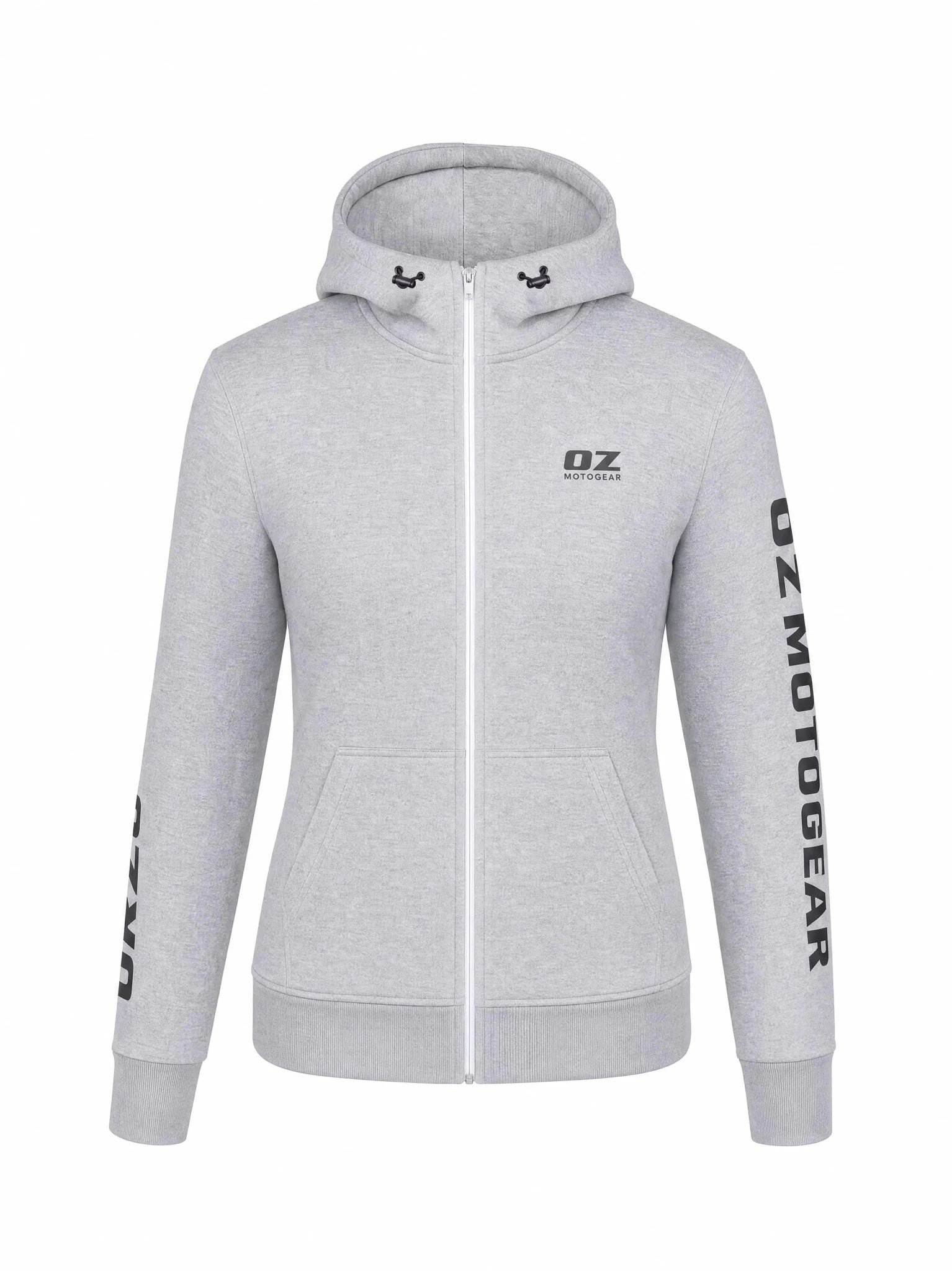Ladies Armored Motorcycle Hoodie - CE AA Certified Light Grey - OZ MOTOGEAR - Oz Motogear