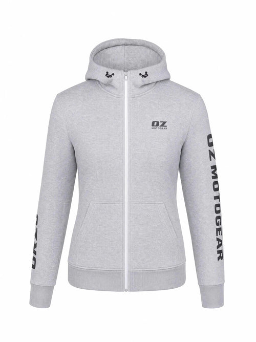 Ladies Motorcycle Hoodie in Light Grey