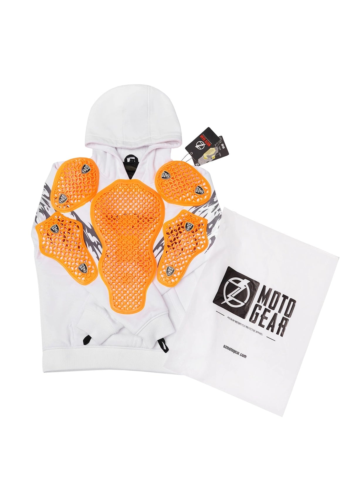 Ladies Ashborne Motorcycle Reflective Pullover Hoodie - CE AA Certified White - OZ MOTOGEAR - OZ MOTOGEAR