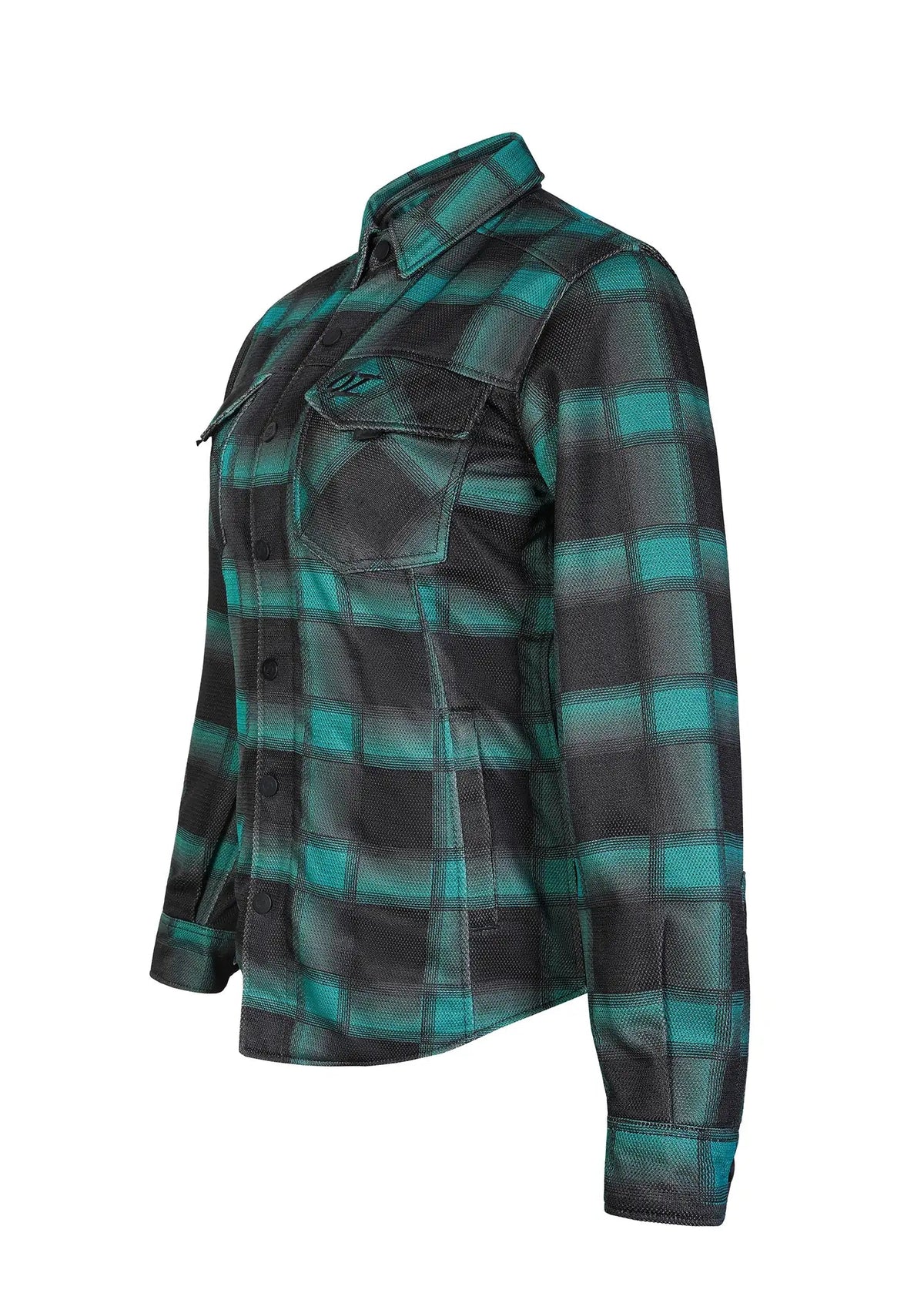 Ladies Drifter Mesh Shirt Emrald Check - Level 2 Protected - OZ MOTOGEAR - OZ MOTOGEAR