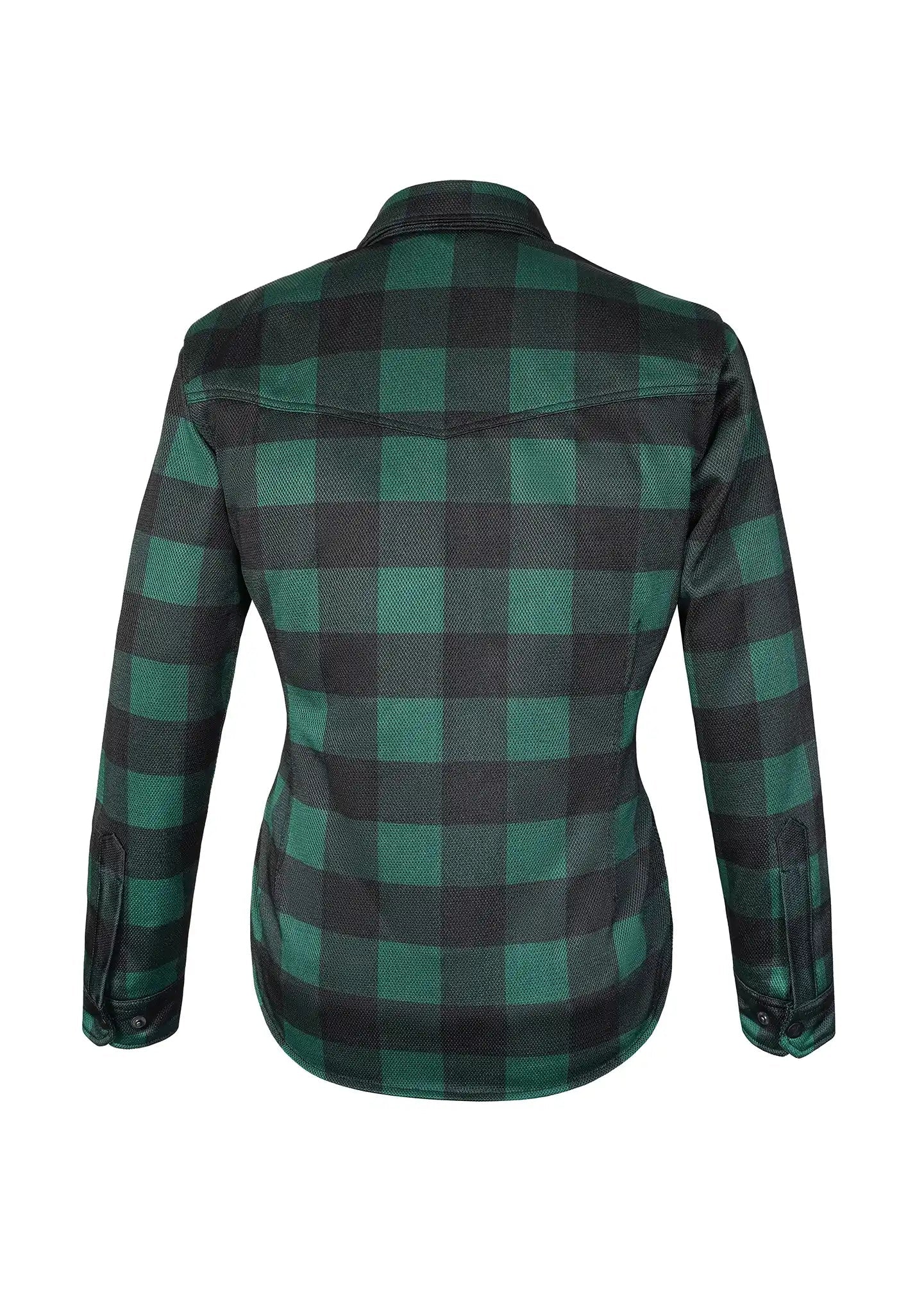 Ladies Drifter Mesh Shirt Green Check - Level 2 Protected - OZ MOTOGEAR - OZ MOTOGEAR