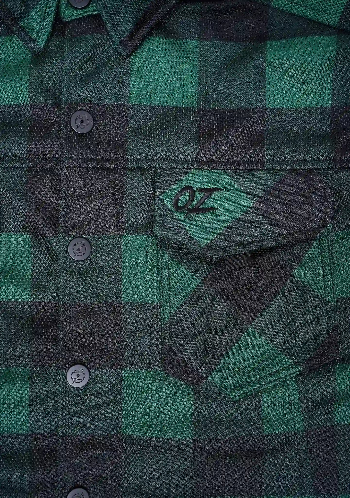 Ladies Drifter Mesh Shirt Green Check - Level 2 Protected - OZ MOTOGEAR - OZ MOTOGEAR