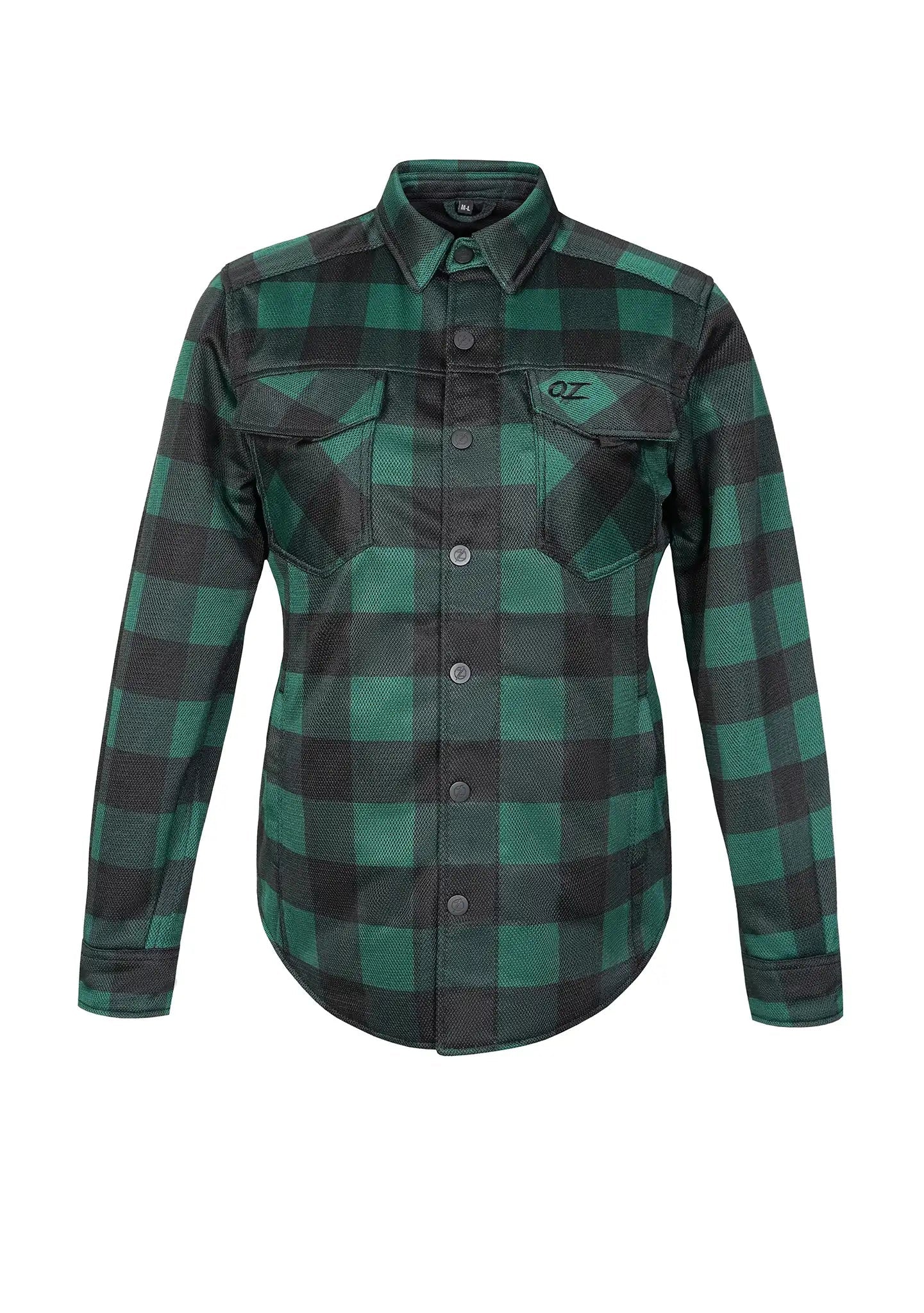 Ladies Drifter Mesh Shirt Green Check - Level 2 Protected - OZ MOTOGEAR - OZ MOTOGEAR