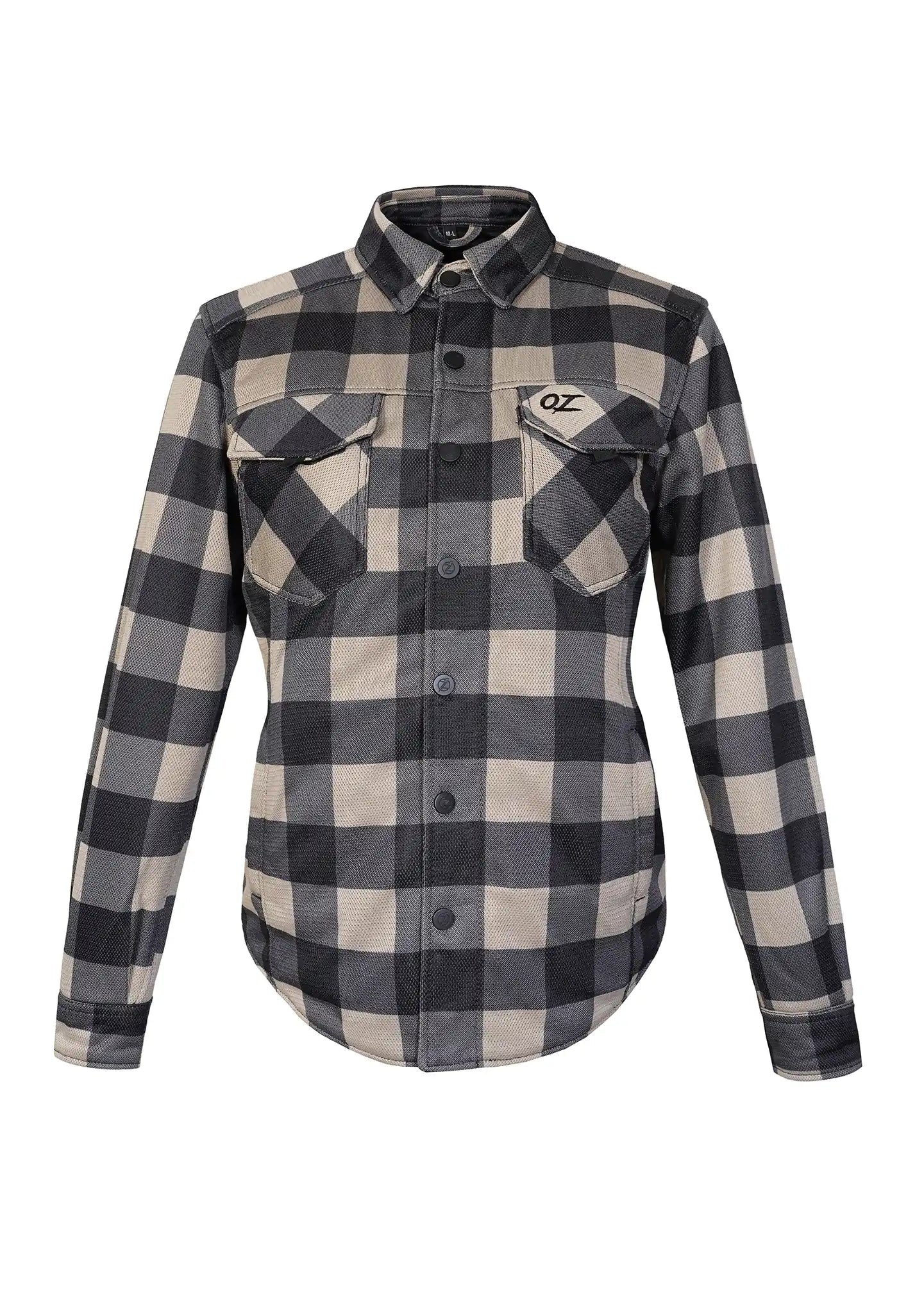 Ladies Drifter Mesh Shirt Grey Check - Level 2 Protected - OZ MOTOGEAR - OZ MOTOGEAR