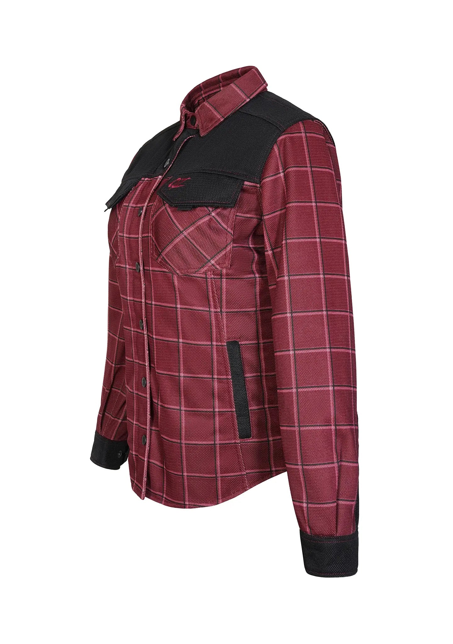 Ladies Drifter Mesh Shirt Vintner Windowpane - Level 2 Protected - OZ MOTOGEAR - OZ MOTOGEAR